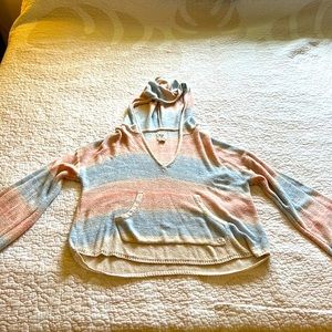 Billabong Striped Hoodie in Pastel Blue and Pink